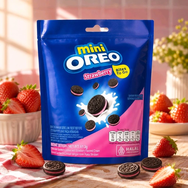 Mini Oreo Strawberry Bites Fruity Creamy Crunch In Every Bit, Imported From Indonesia🇮🇩
