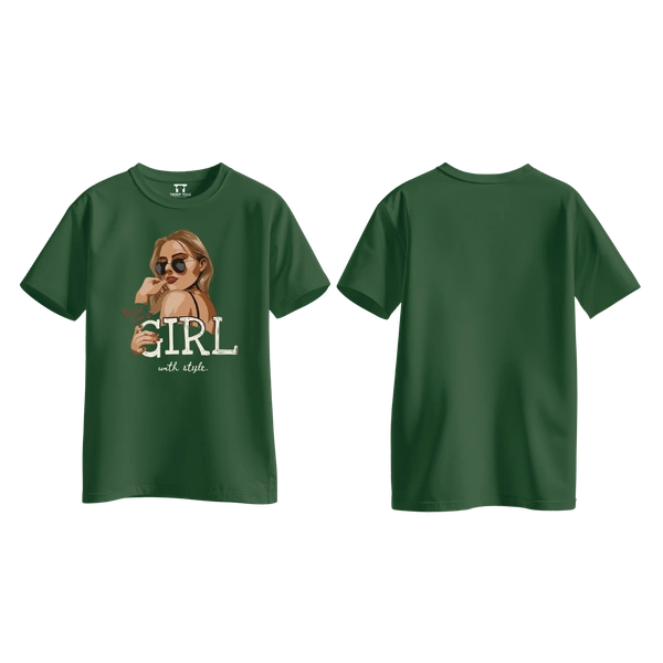 Trendy Togs Yeah I’m a Girl With Style – Stylish Fashion Cotton T-shirt For Girls - S, Forest Green