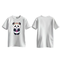 Trendy Togs Cute Floral Panda Bubble Drink Cotton T-shirt For Girls - XS, White