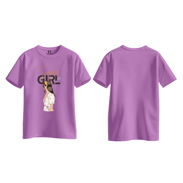 Trendy Togs Super Girl Cotton T-shirt For Girls - S, Purple
