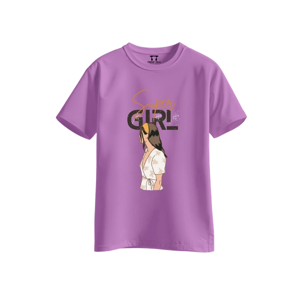 Trendy Togs Super Girl Cotton T-shirt For Girls - S, Purple