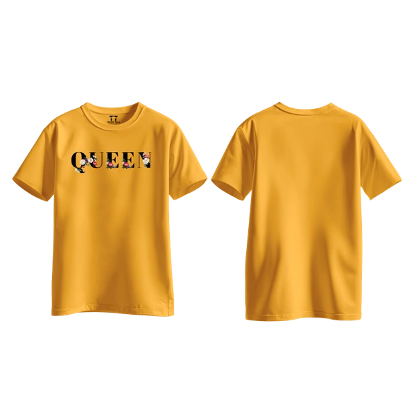 Trendy Togs Queen Bloom Edition Cotton T-shirt For Girls - XS, Yellow
