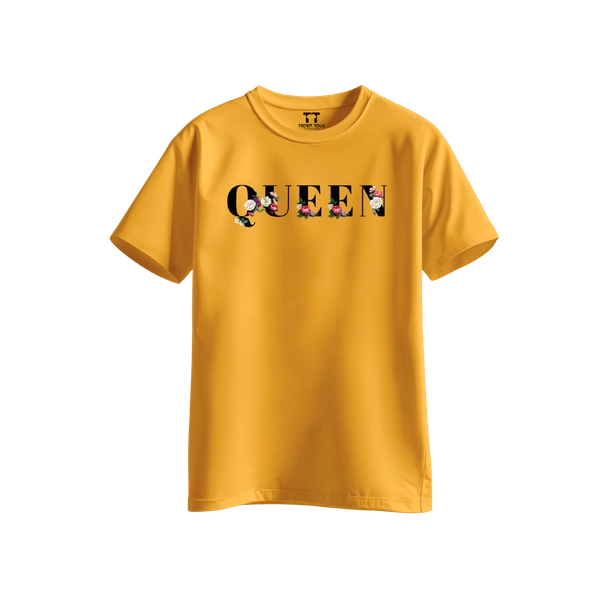 Trendy Togs Queen Bloom Edition Cotton T-shirt For Girls - XS, Yellow