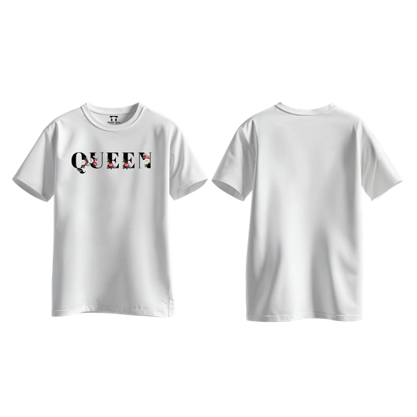 Trendy Togs Queen Bloom Edition Cotton T-shirt For Girls - S, White