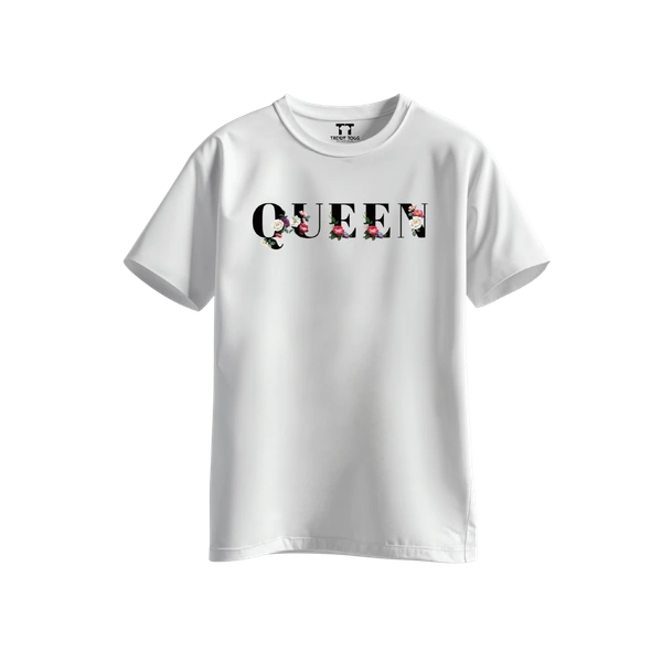Trendy Togs Queen Bloom Edition Cotton T-shirt For Girls - S, White