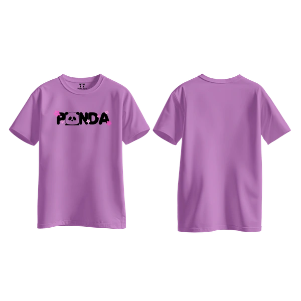 Trendy Togs Panda Bloom Cotton T-shirt For Girls - S, Purple