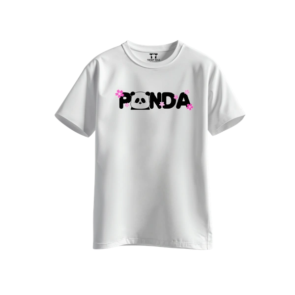 Trendy Togs Panda Bloom Cotton T-shirt For Girls - S, White