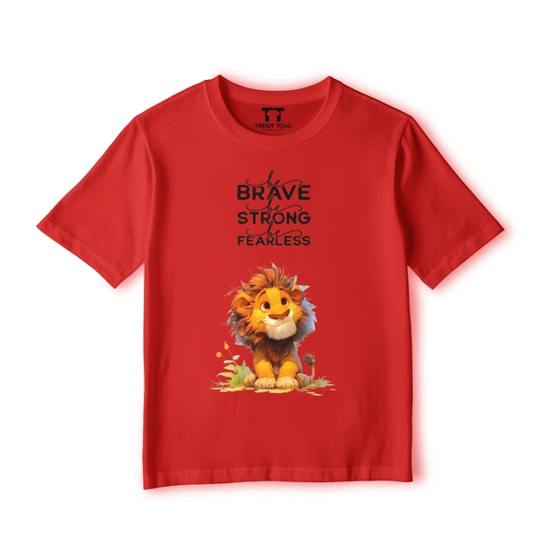 Trendy Togs Brave Lion Kid's T-shirt - 32, Red
