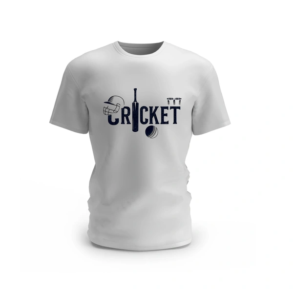 Trendy Togs Cricket " Bat,Ball & Helmet " T-shirt - L, White