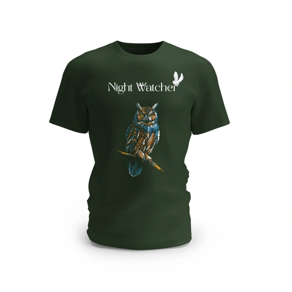 Trendy Togs Night Watcher Owl T-shirt - XL, Forest Green