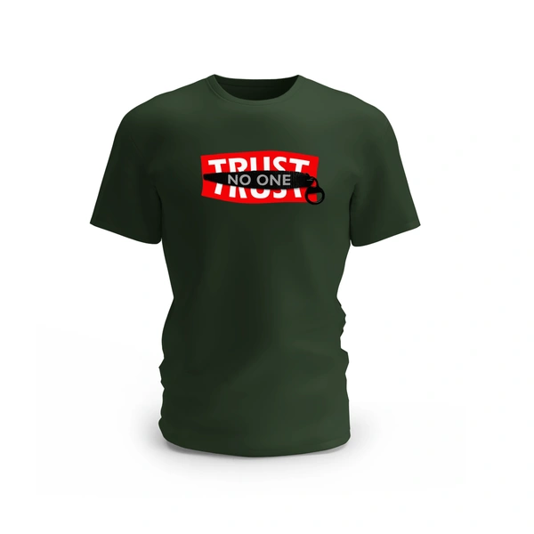 Trendy Togs Trust No One Cotton T-shirt - XS, Forest Green