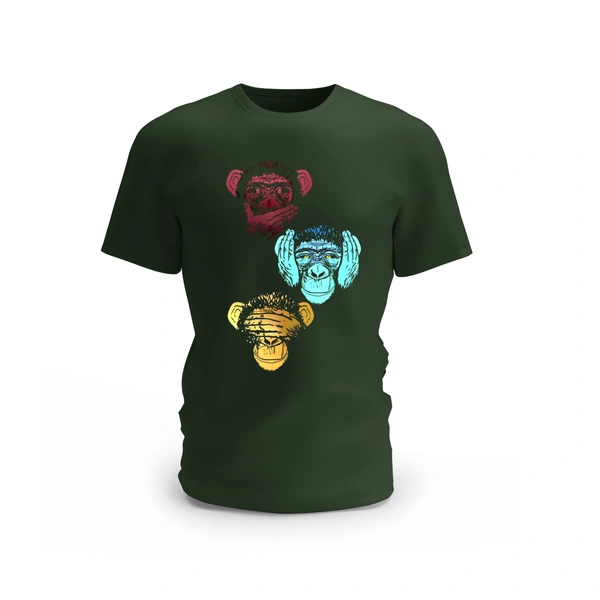 Trendy Togs 3 Monkey Design T-shirt - XL, Forest Green