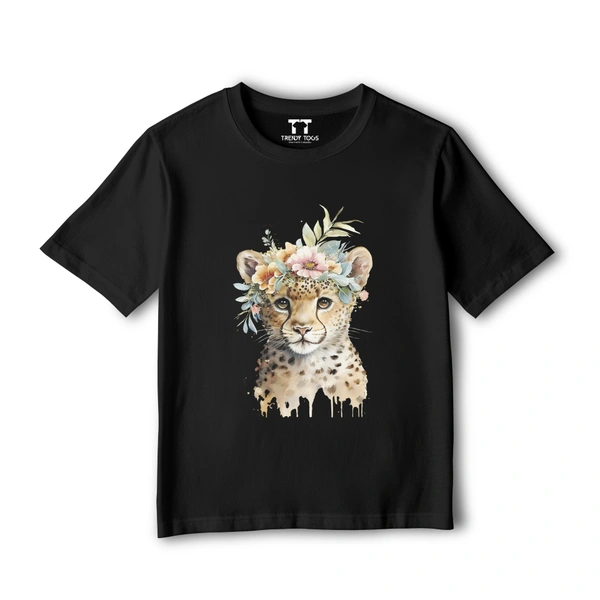 Trendy Togs Single Leopard Cub Kid's T-shirt - 28, Black