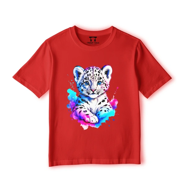 Trendy Togs Single White Tiger Cub T-shirt - 28, Red