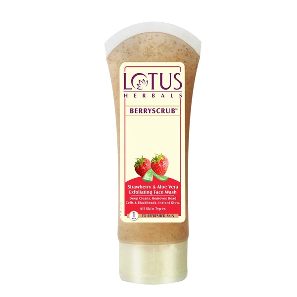 Lotus Herbals Berry scrub Strawberry & Aloe Vera face wash 120gm 