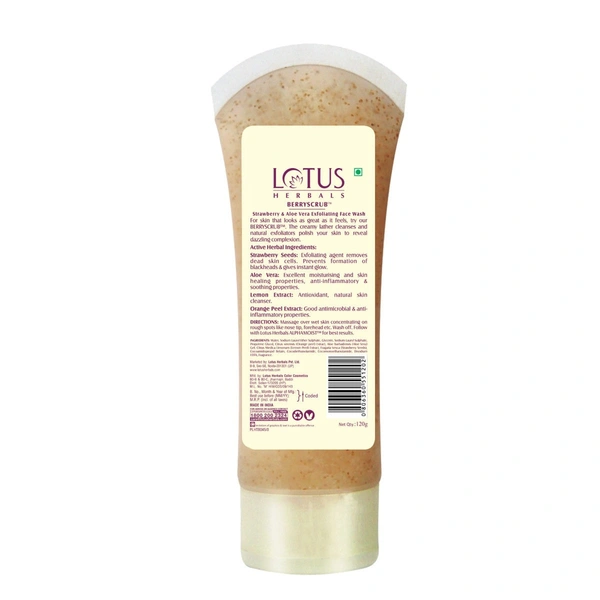 Lotus Herbals Berry scrub Strawberry & Aloe Vera face wash 120gm 