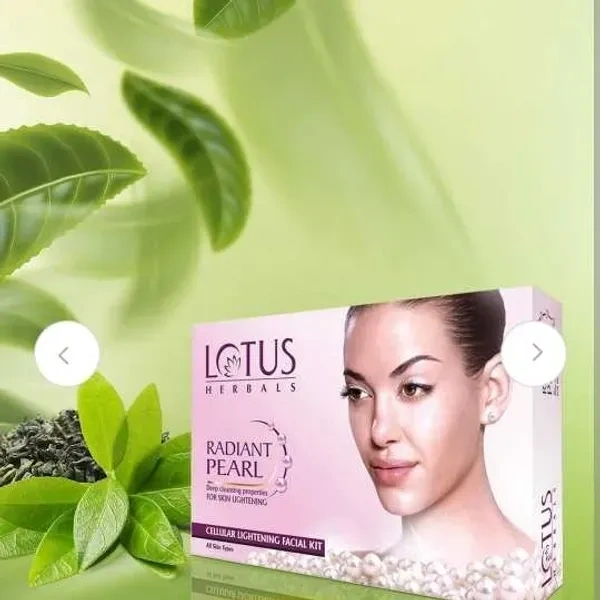 Lotus Radiant Pearl Facial Kit  Pearl Dust & Green Tea, 4 Easy Steps, 37g