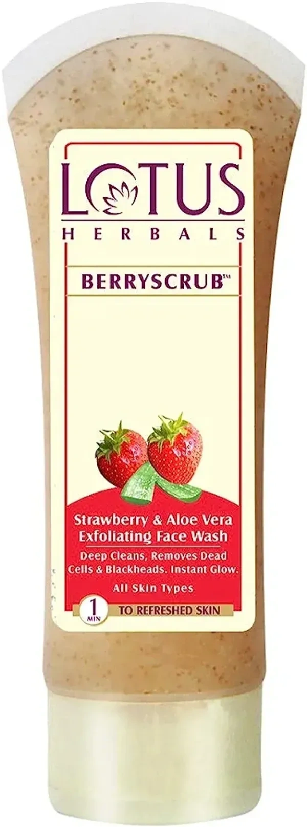 Lotus Herbals Berry scrub Strawberry & Aloe Vera face wash 80 gm 