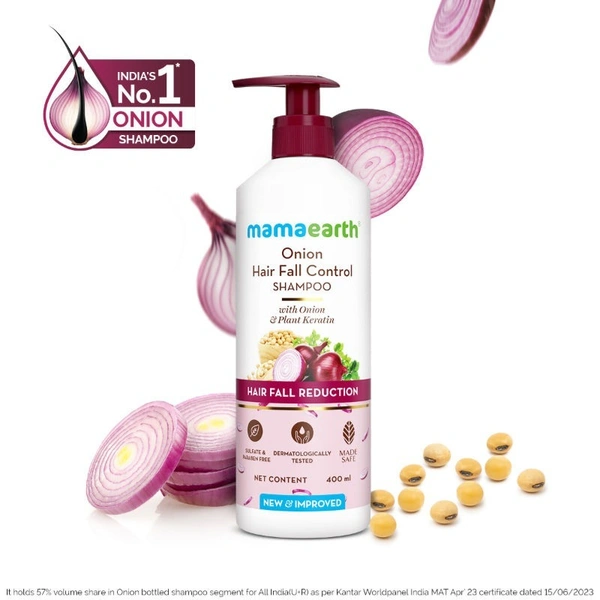 Mamaearth Onion Shampoo For Hair Fall Control  400ml 