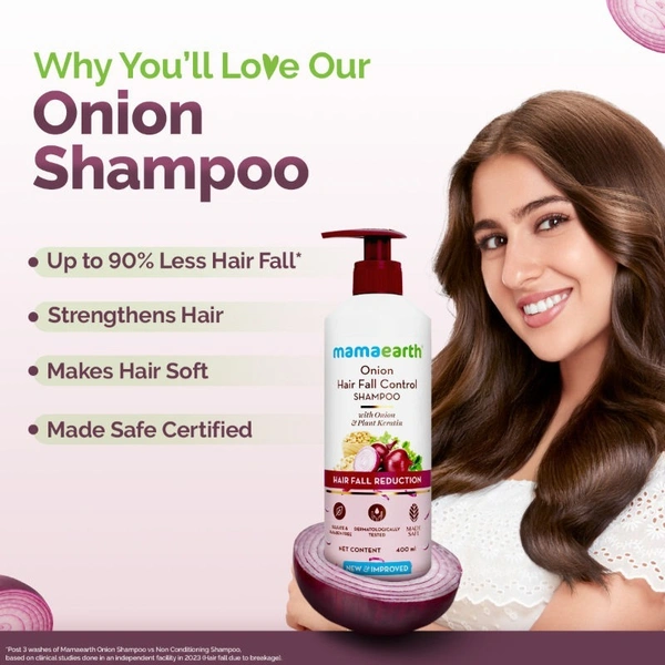 Mamaearth Onion Shampoo For Hair Fall Control  400ml 
