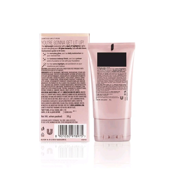 Lakme Lumi Lit Strobe Cream Highlighter Moisturizer ,30gm 