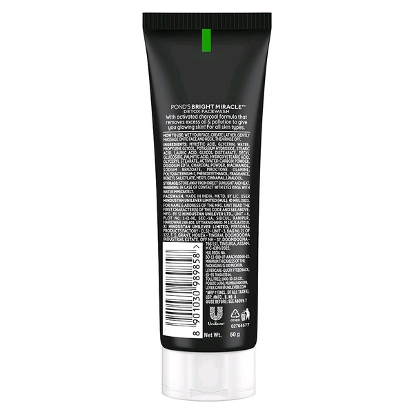 Ponds Bright Miracle Pure Detox Anti-Pollution Clear Face Wash (50g)