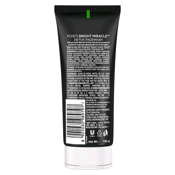 Ponds Bright Miracle Pure Detox Anti-Pollution Clear Face Wash (100gm)