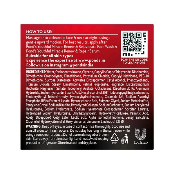 Ponds Youthful Miracle Anti Aging Night Cream, 50gm 