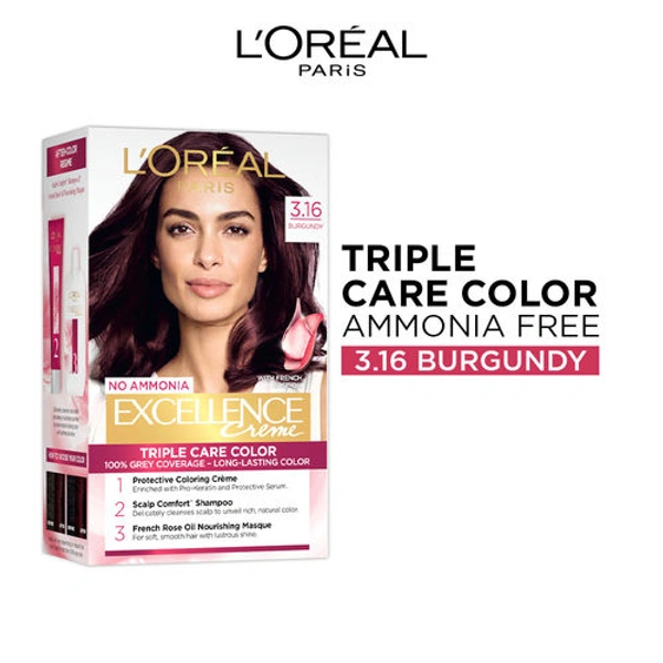 Loreal Paris Excellence Creme Hair Color - 3.16 burgundy (72ml + 100g)