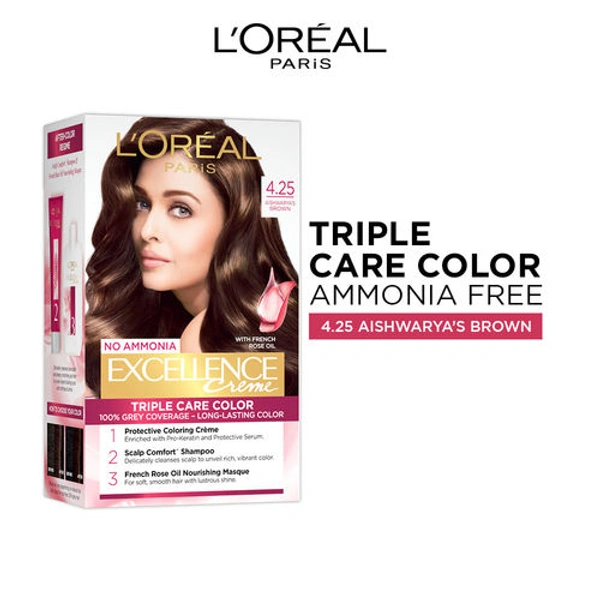 Loreal Paris Excellence Creme Hair Color - 4.25 Aishwarya's Brown (72ml + 100g)