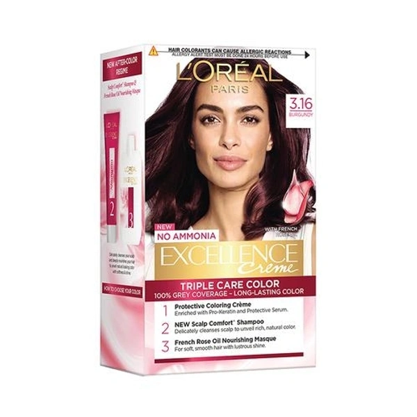 Loreal Paris Excellence Creme Hair Colour,  3.16 Burgundy small pack
