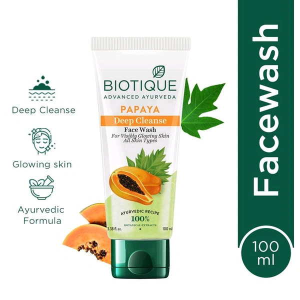 Biotique Bio Papaya Deep Cleanse Visibly Glowing Skin Face Wash 100gm