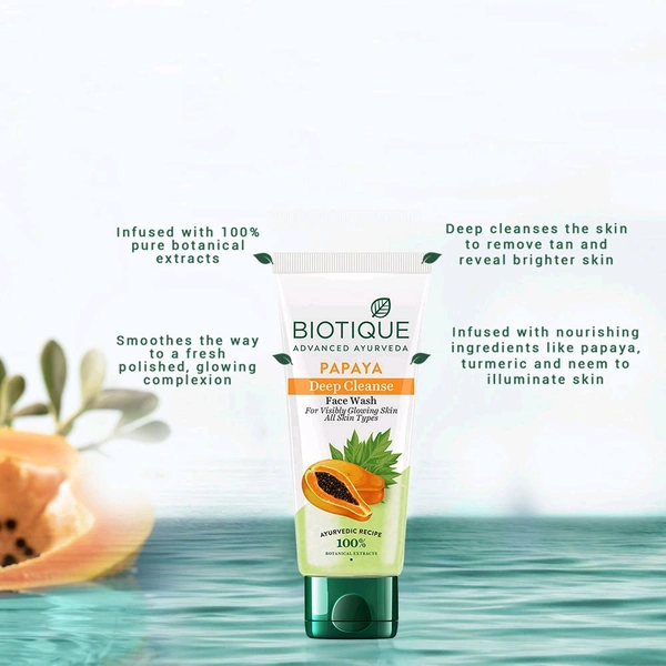 Biotique Bio Papaya Deep Cleanse Visibly Glowing Skin Face Wash 100gm