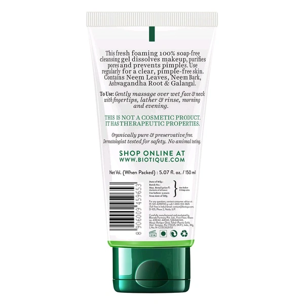 Biotique Fresh Neem Purifying Face Wash,150 Gm 
