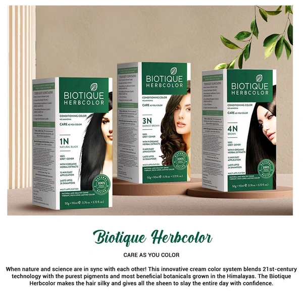Biotique Herbal color Hair Color 4N - Brown
(50gm+110ml)