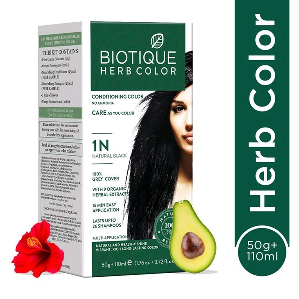 Biotique Herbal color Hair Color 1N - Natural Black (50gm+110ml)
