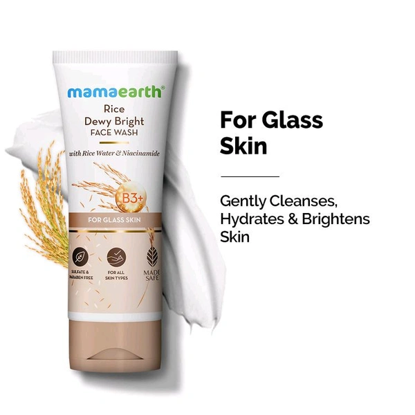 Mamaearth Rice Face Wash With Rice Water & Niacinamide,100gm 