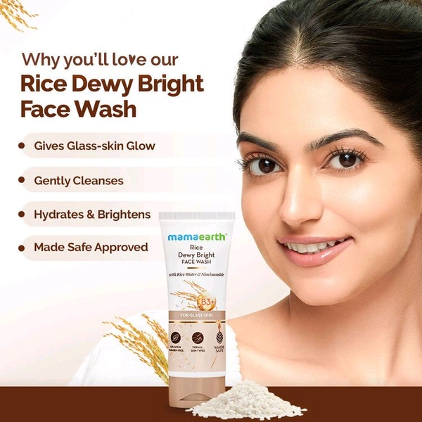Mamaearth Rice Face Wash With Rice Water & Niacinamide,100gm 