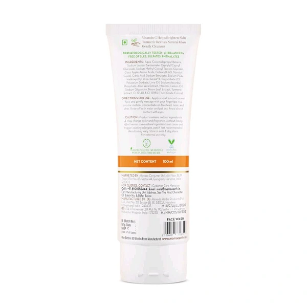 Mamaearth Vitamin C Face Wash with Vitamin C and Turmeric , 100gm 