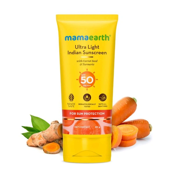 Mamaearth Ultra Light Indian Sunscreen SPF 50 PA++++ ,50gm 