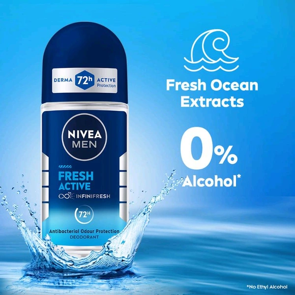 Nivea MEN Deodorant Roll On, Fresh Active, 
(50ml)