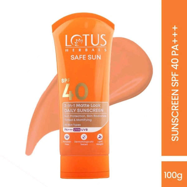 Lotus Herbals Safe Sun 3 In 1 Matte Look Spf 40+++ ,100gm 