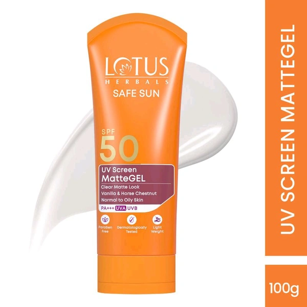 Lotus Herbal Safe Sun Uv Screen Matte Gel Spf 50 Sunscreen,100gm