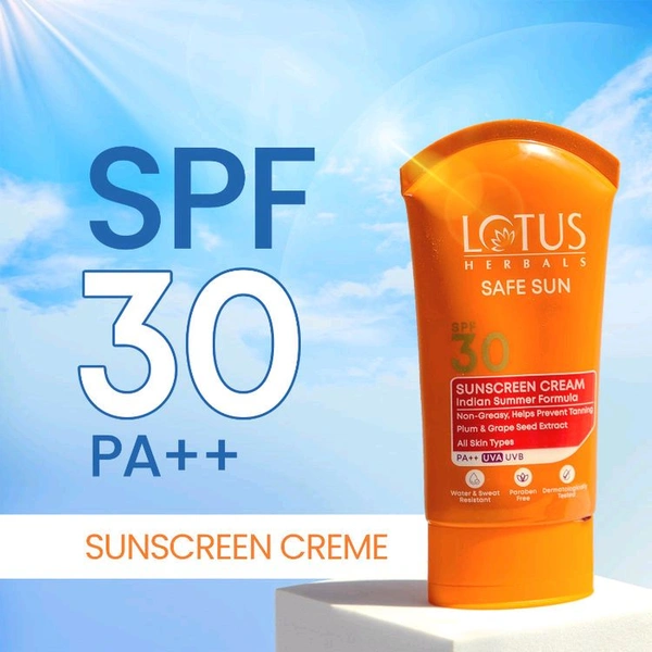 Lotus Herbals Sun Sunscreen Cream PA++ UVA SPF-30 ,100 Gm