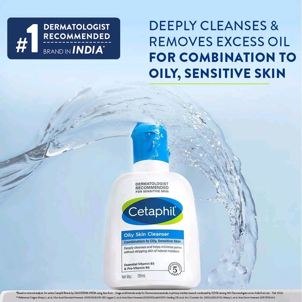 Cetaphil Oily Skin Cleanser for Combination To Oily, Sensitive Skin ,125ml 