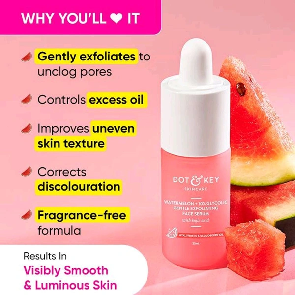 Dot & Key 10% Glycolic Watermelon Gentle Exfoliating Face Serum ,20ml