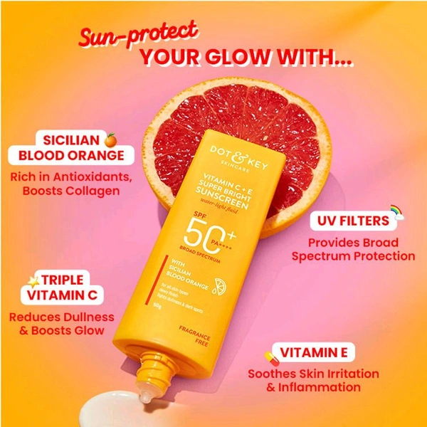 Dot & Key Vitamin C + E Face Sunscreen SPF 50 PA+++ For Glowing Skin, 50 gm 