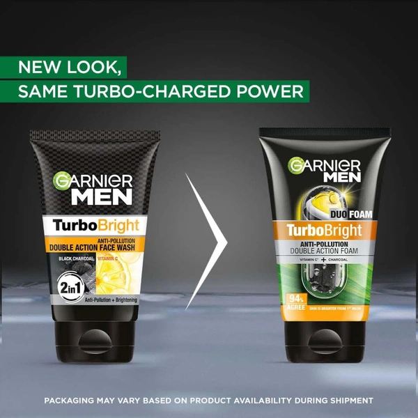 Garnier Men Turbo Bright Double Action Face Wash, 150gm 