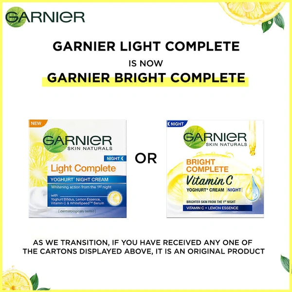 Garnier Bright Complete vitamin c Night Cream, 50g
