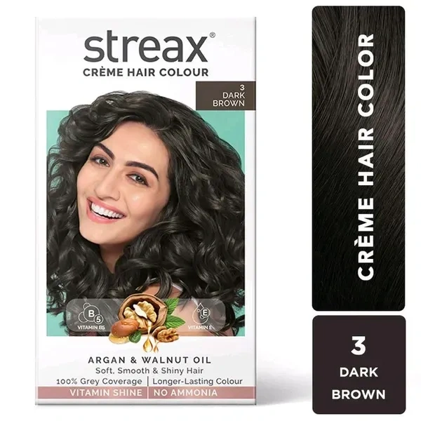 Streax Cream Hair Colour 03 Darkest Brown 50ml